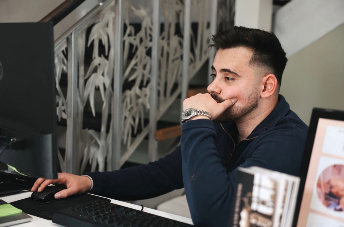 Founder Stavros Kyriacou at work at the front desk