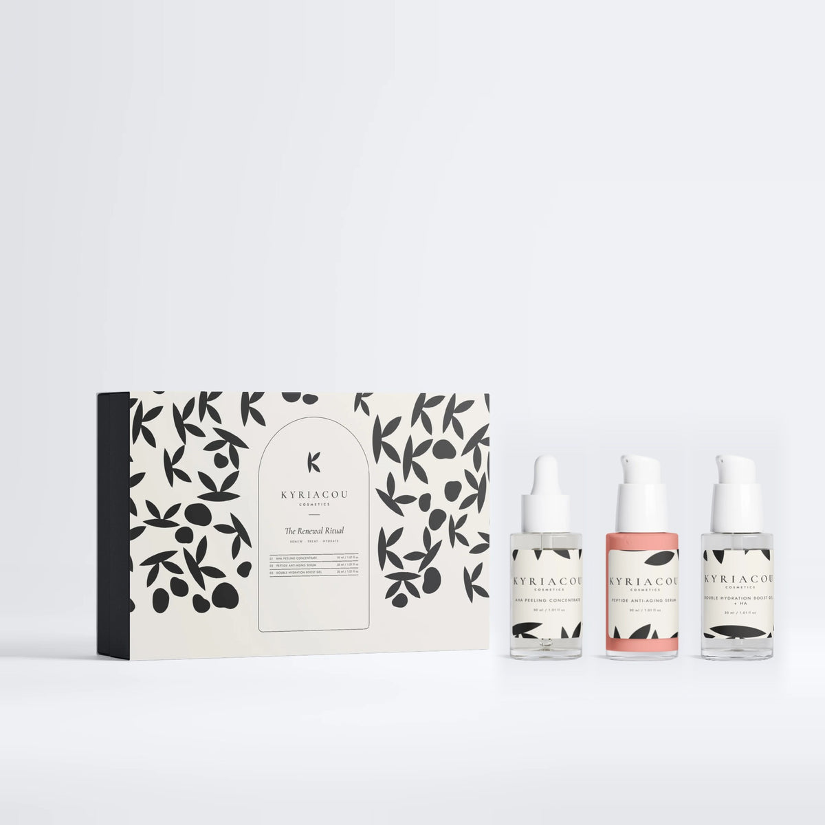 The Renewal Ritual gift box with AHA Peeling Concentrate, Peptide Anti-Aging Serum, Double Hydration Boost Gel